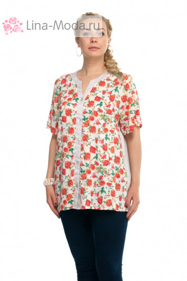 Блуза "Олси" 1610019/3 ОЛСИ (Красный/белый)